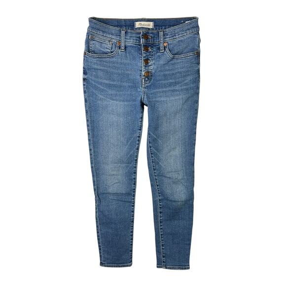 Madewell Denim - Madewell 9" Mid Rise Skinny Jeans Crop Button Fly Light Wash Womens 26